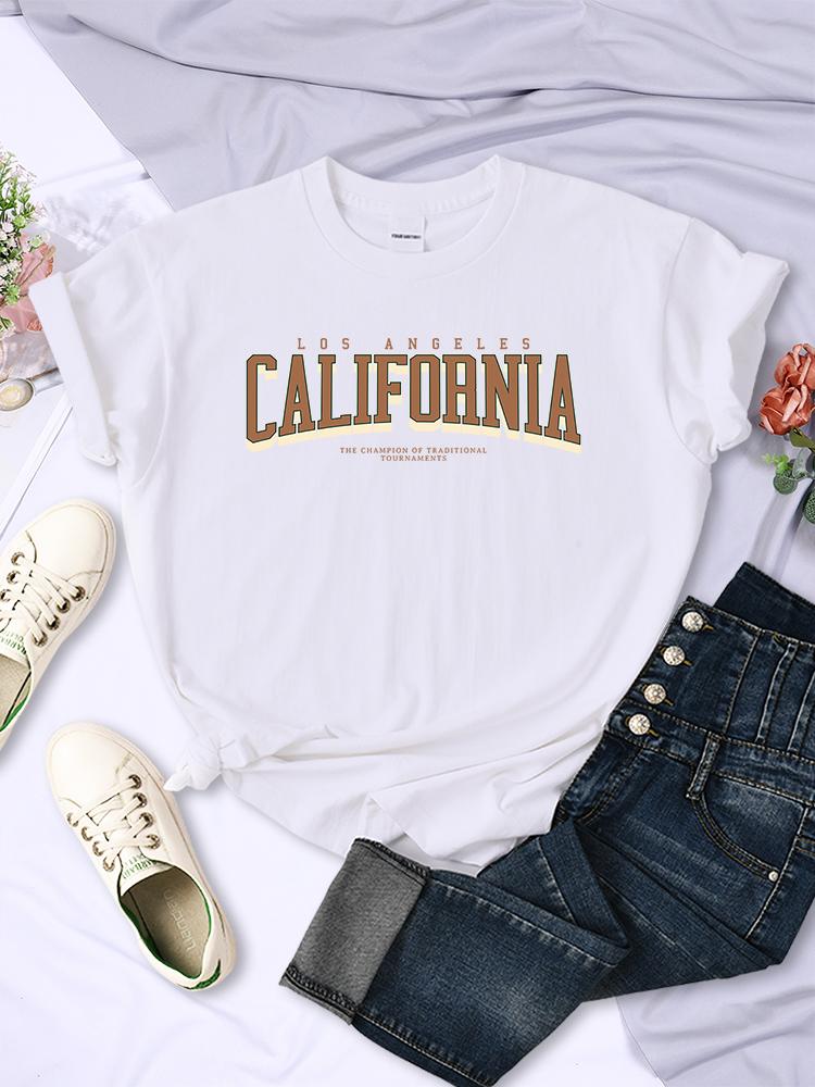 Los Angeles California The Winnerof Tournaments T-Shirt Women Summer Breathable T Shirts Street Clothes Simple Soft Short Sleeve