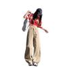 Khaki jeans women's summer new lazy loose pants high waist straight wide leg pants American