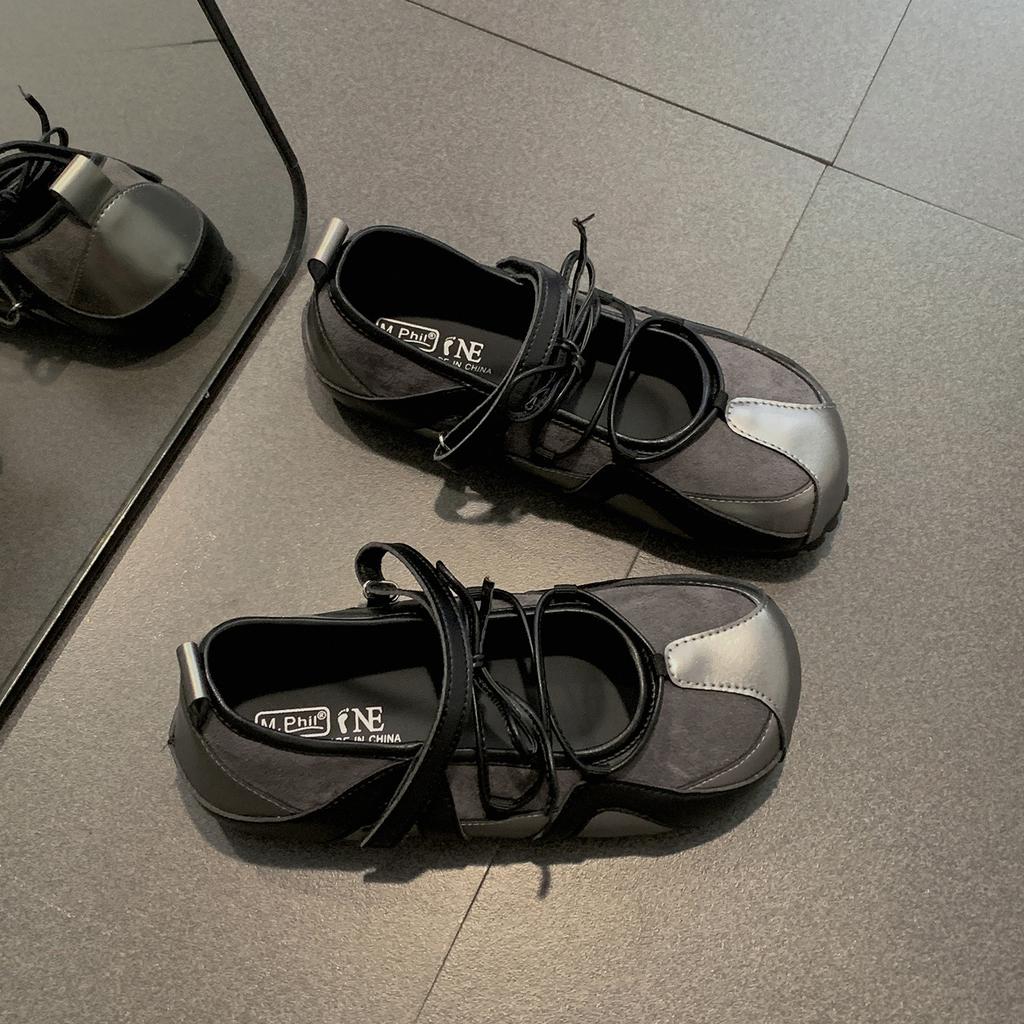 White retro shallow mouth inner height increase sports Mary Jane single shoes women's summer 2025 new skirt flat-bottomed German training shoes