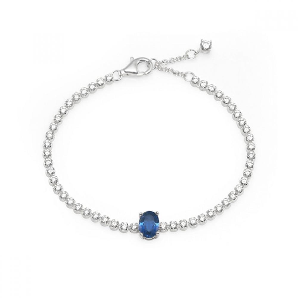 Pandora Timeless Sparkling Halo Blue Pav Tennis Silver Bracelet 590039c01
