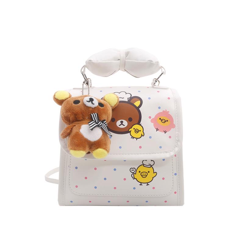 Girls' 2026 Little Bear Cartoon Backpack - Lightweight Autumn Single Shoulder & Crossbody Bag