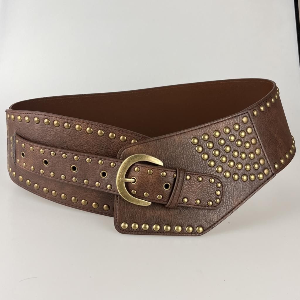 New Y2K Rivet Punk Wide Belt Personalized Fashion Versatile Retro Belt