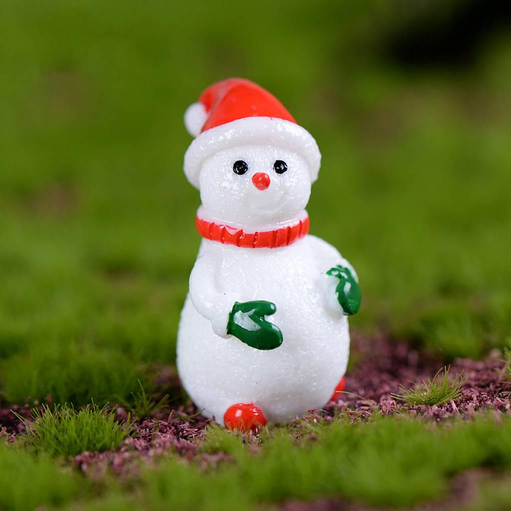4PCS Micro Landscape White Snowman Resin Christmas Crafts Decoration Small Miniature Ornaments