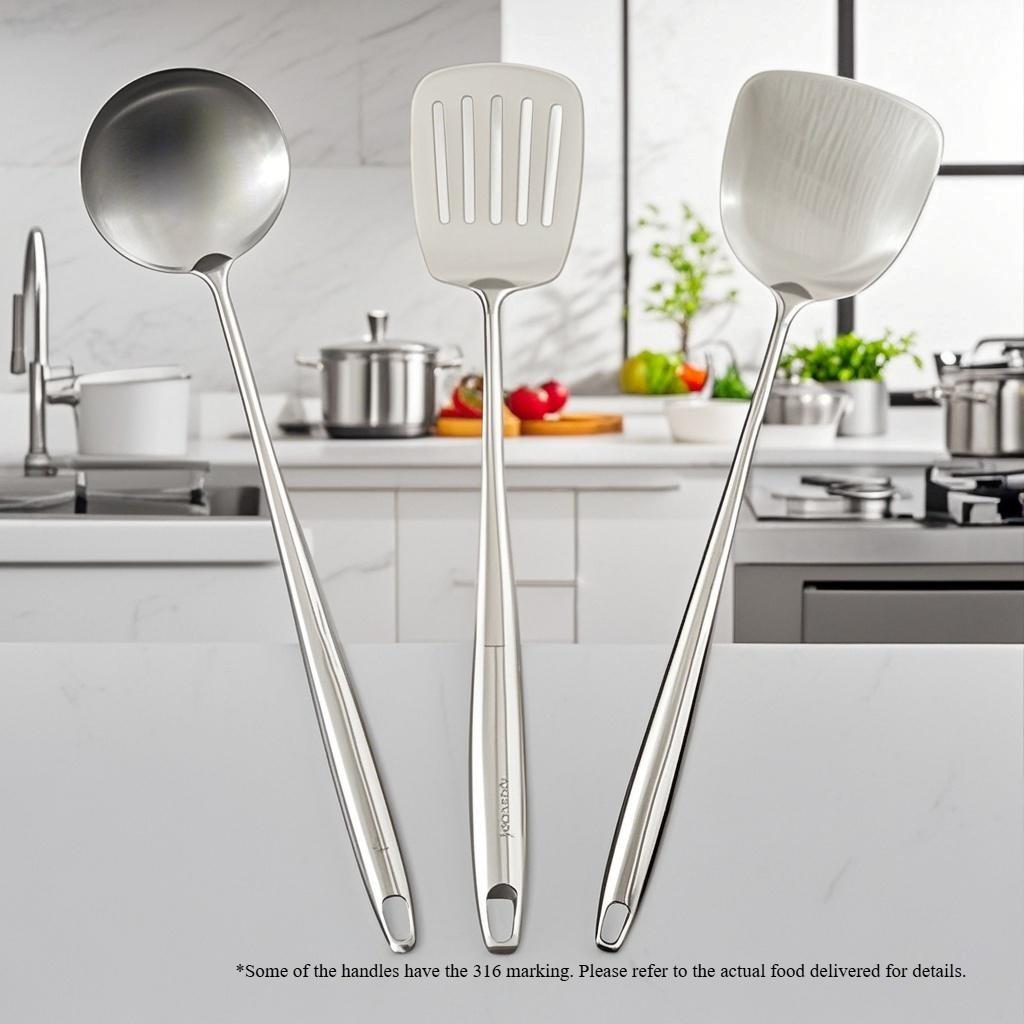 304 Stainless Steel Wok Spatula Metal kitchen utensils Slotted Turner Spoon Ladle Cooking Tools Utensil Set Kitchen Accessories