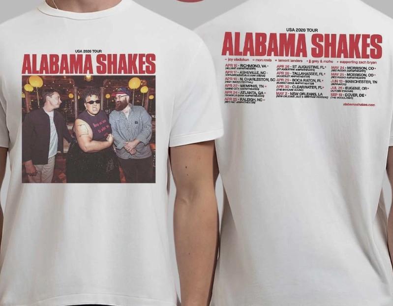 Alabama Shakes USA 2026 Spring Tour Schedule Dates Two Sided T-Shirt XL