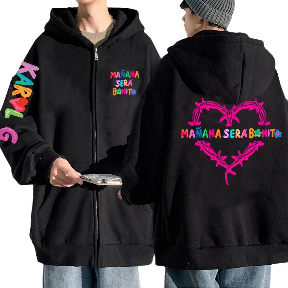 New Carol G Manana Salad Bonito Printed Zip Sweater Casual Sports Euro Size Hoodie