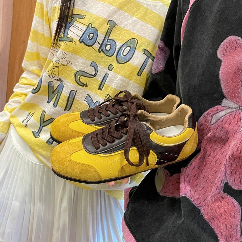 2025 summer new soft leather flat-soled German training shoes women's versatile casual sports board shoes soft-soled Forrest Gump shoes white shoes