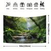 2D Lush Jungle Waterfall Tapestry Misty Stream Backdrop Cloth for Living Room