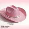 Rhinestone Band Glitter Cowboy Hat Wide Curved Brim Western Cowboy Hat  Festival Accessory