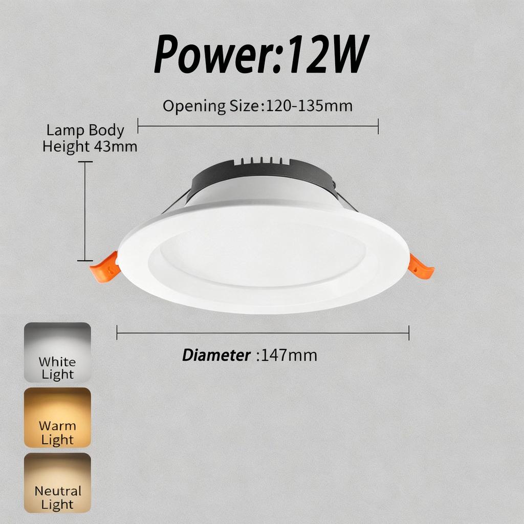 Ultra Slim Recessed Ceiling Lights 5W/7W/12W Warm/Natural/Cool White 3000K/4000K/6000K for Home Hotel Energy Efficient Lighting