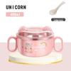 304 Stainless Steel Anti-fall Children's Bowl with Lid, Double Ear, Cute Cartoon for Infants.
