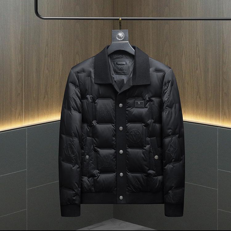 2025 Winter Korean Slim Fit Men s Casual Lapel Pattern Down Jacket Coat. XXL