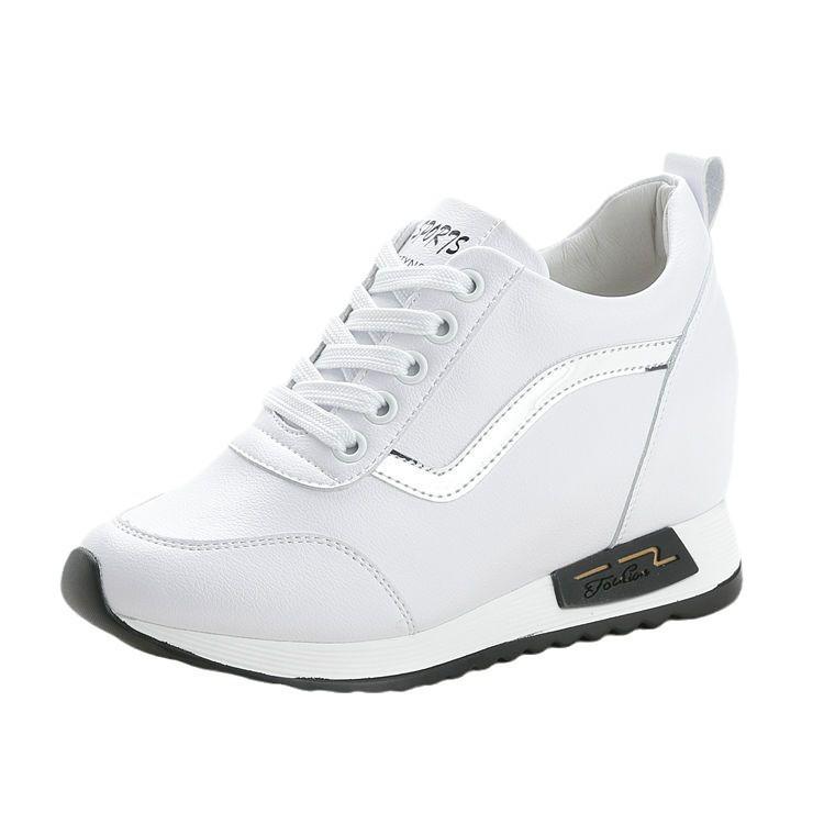 Herbst und Winter neue Damenschuhe mit innerer Erhöhung Koreanische Version vielseitige kleine weiße Schuhe dünne Einzelschuhe Freizeitreise Sport