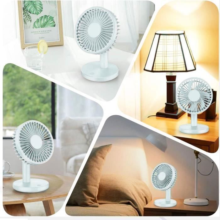 Table Fan - Light Blue - 2400 mAh - 4 Speeds - Silent - USB