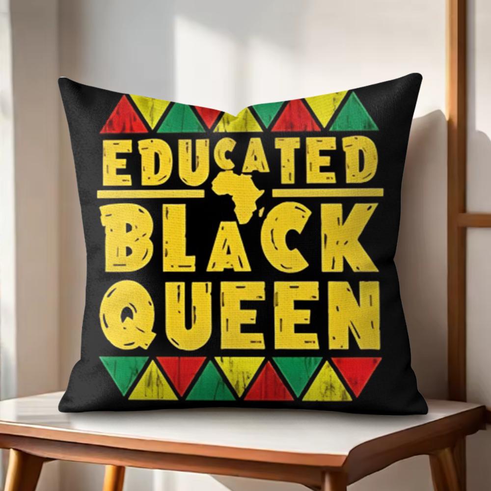 Fun Black History Month Cushion Cover Natural Linen Organic Fabric DoubleSided Printing Couch Pillow Covers Home Decor