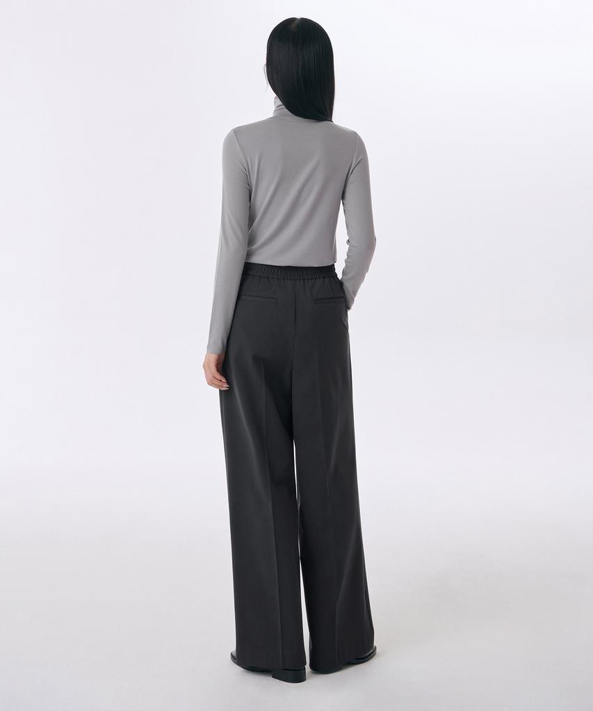 MUSINSA STANDARD WOMAN Women'S Heavyweight Fleece-Lined Two-Pleat Wide Elastic Slacks [Gray]