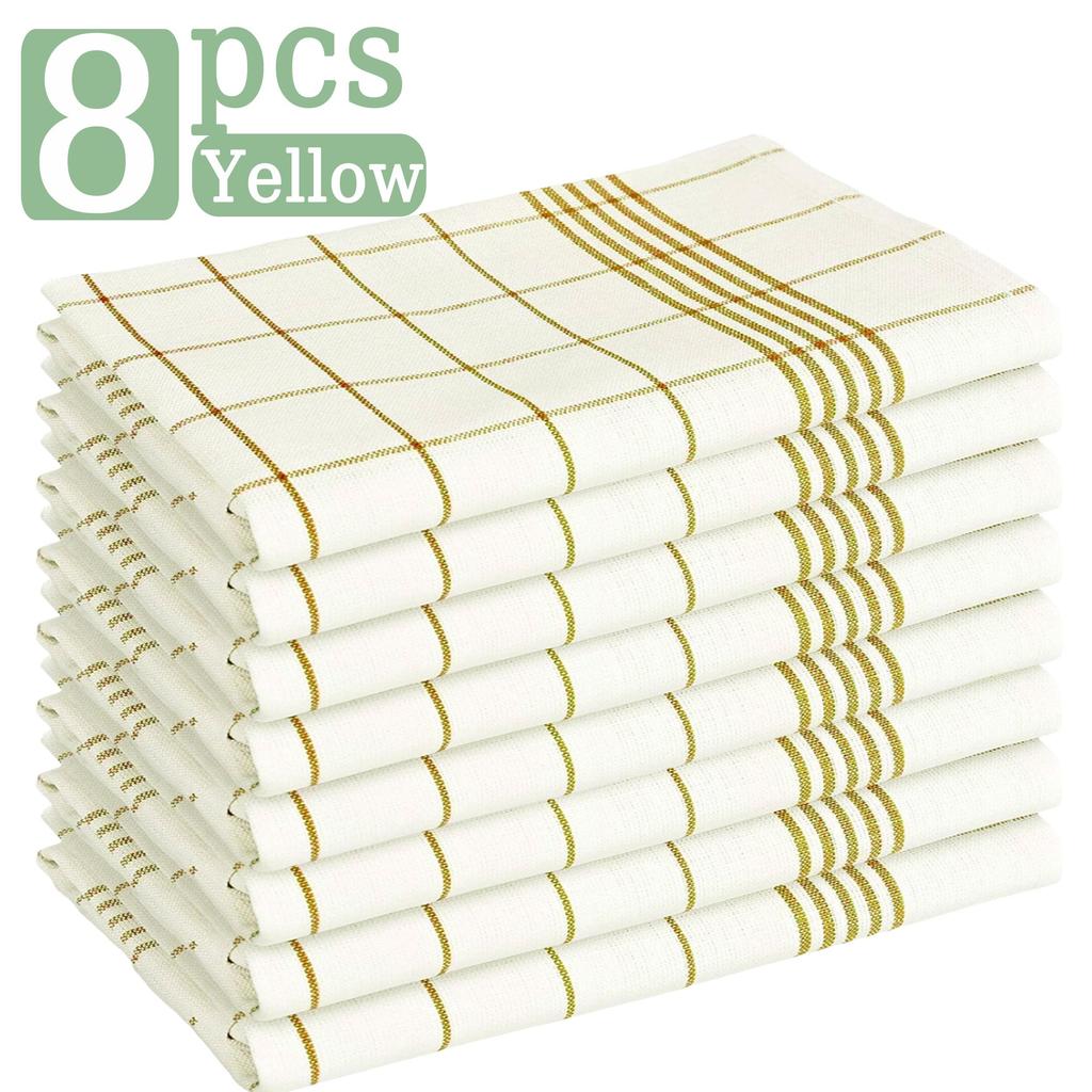 6/12Pcs Kitchen Towels, HOOHNICE, Classic Plaid Dish Towel Scouring Pad