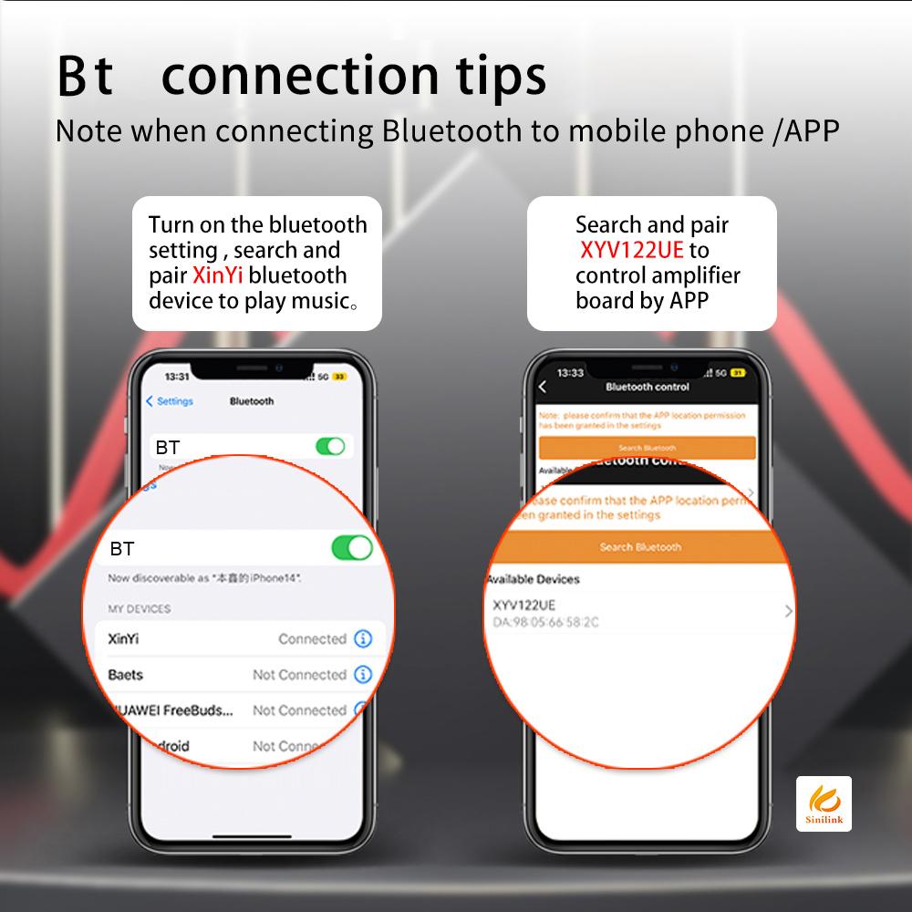 100W+100W BT 5.1 Wireless Audio Power Amplifier Portable Sound Amplifier Speaker Amp for Car and Home