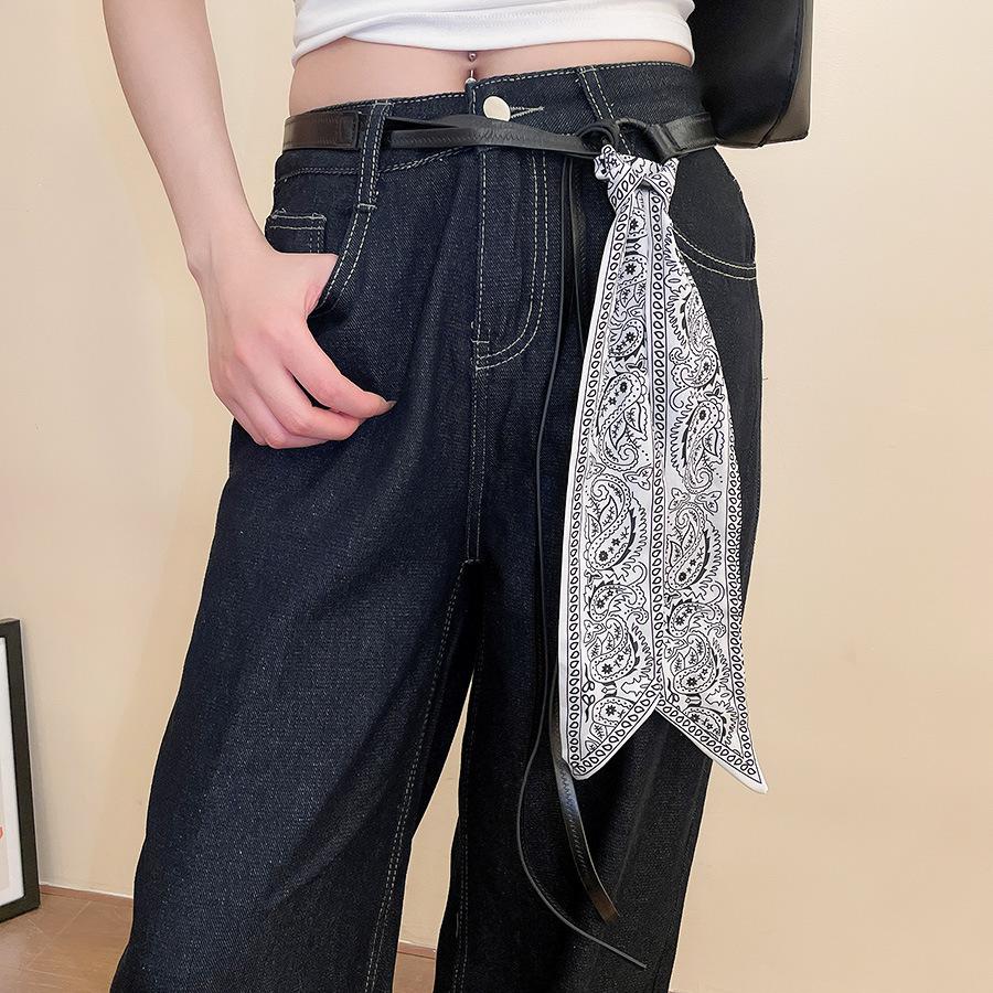 Vintage ethnic wind wood bead woven fringed waist chain bohemian belt clothing