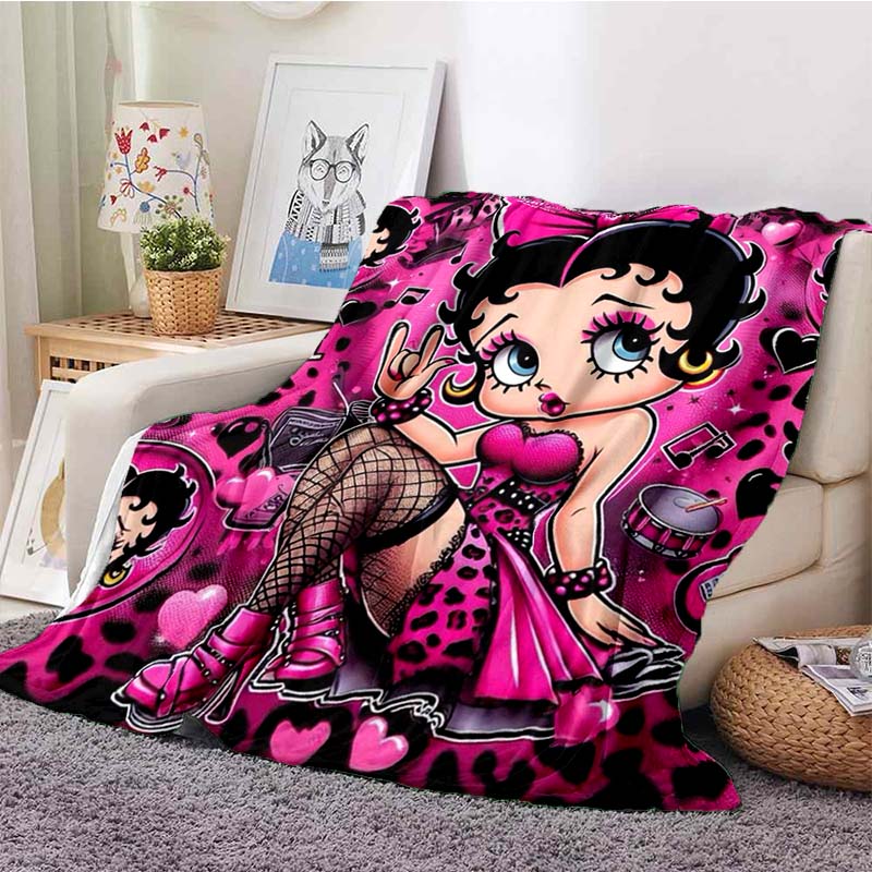 2026 New Model Cartoon B-Bettyy-Boopp Blanket Flannel Sofa Bed Warm Plush Office Comfortable Portable Gift Picnic Blanket