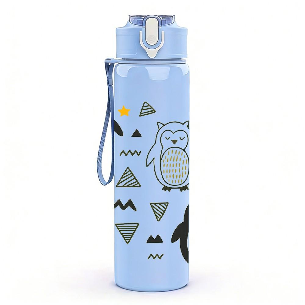 1PC Penguin Triangle Seamless Pattern 750ml Color Plastic Sports Water Bottle Leakproof Flip Straw Lid Suitable for Sports Office Home Use