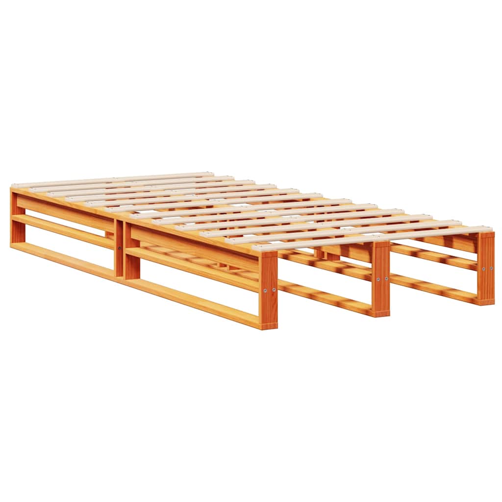 Vidaxl Bed With Shelf, Without Mattress, Waxed Brown, 100X200 Cm, Wood