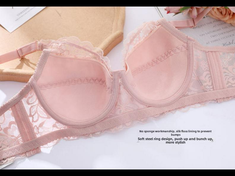 Ultra-Thin Lace Bra: Sexy, Large-Size, No Sponge, Gathered Fit