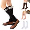 Women Japanese Style JK Ruffle Lace Trim Calf Long Socks Sweet Bowknot Princess Cotton Knee High Socks Stockings Hosiery