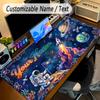 Astronaut Space Theme Personalized Mouse Pad Custom Name Text Non Slip Desk Pad For Laptop Office Desktop