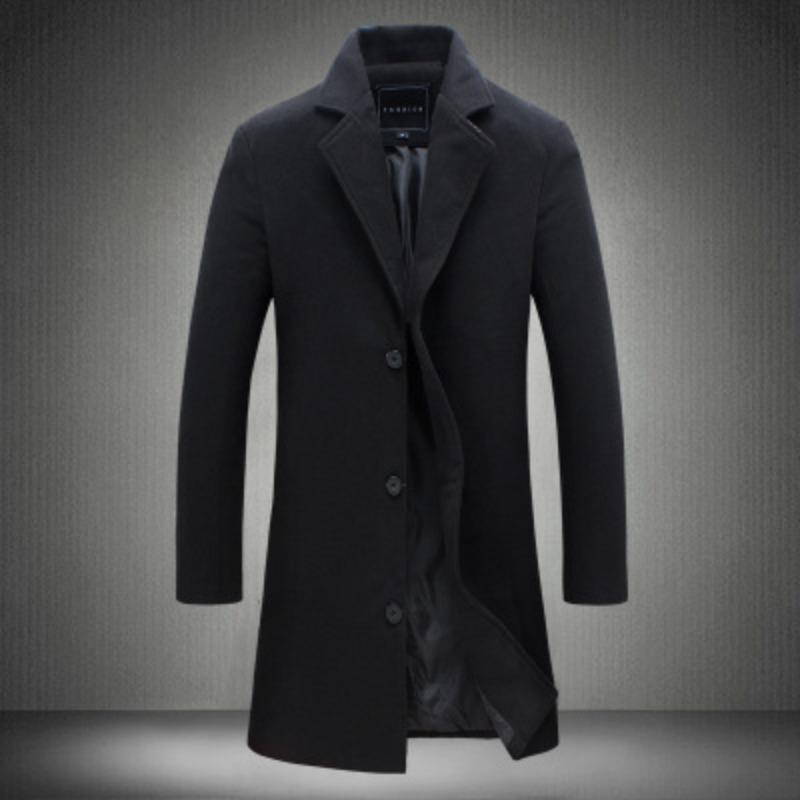 Herbst und Winter Herren Wollmantel Herrenbekleidung Koreanische Version Slim Fit Mittellanger und langer Trenchcoat Herren Wollmantel