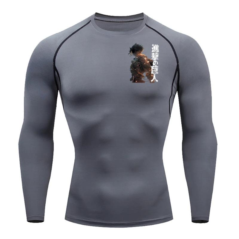 Men's Compression Shirt Eren Yeager Combat State Graphic Sports Quick Drying Gym T-shirt Fitness Sweatshirt Elastic Top T-shirt