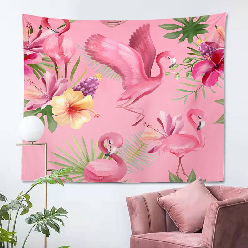 Pink Flamingo Tapestry Wall Background Cloth Sofa Decoration Wild Animals Hanging Tapestry for Bedroom Home Living Room Decor