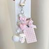 Pink Cartoon Cat Phone Charm & Heart Fur Ball Keychain Pendant