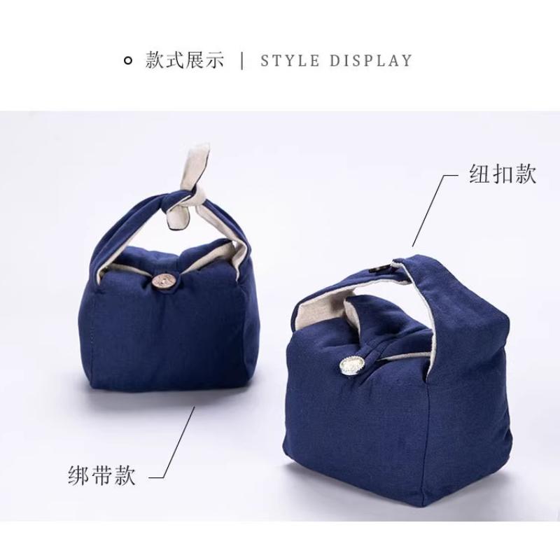 Micro Camera Strap or Button Portable Bag Travel Supplies Storage Bags Tea Set One Pot Two Cups Cotton and Linen Tote Bag