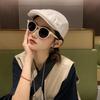 Japanese Beige Cotton And Linen Forward Hat Retro Literary Beret Women'S Summer And Autumn Thin Cap Anti-Detective Hat Tide