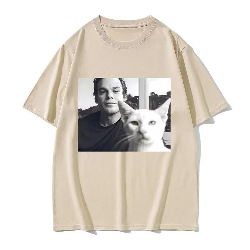 Unisex Women Casual Humor T Shirts Hot Sale TV Play Dexter Morgan Funny Cat Meme Tshirt Male Vintage Cotton Short Sleeve Tshirts