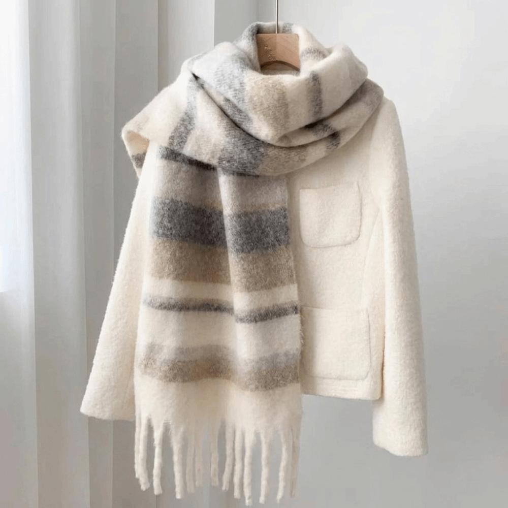 Tassel Winter Cashmere Scarves Mohair Neck Warmer Elegant Long Shawl  Girl