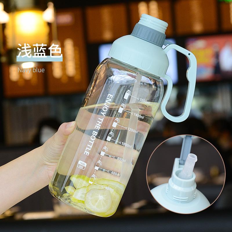 Water bottle summer large capacity plastic kettle adult sports cup space cup student outdoor portable handle straw cup