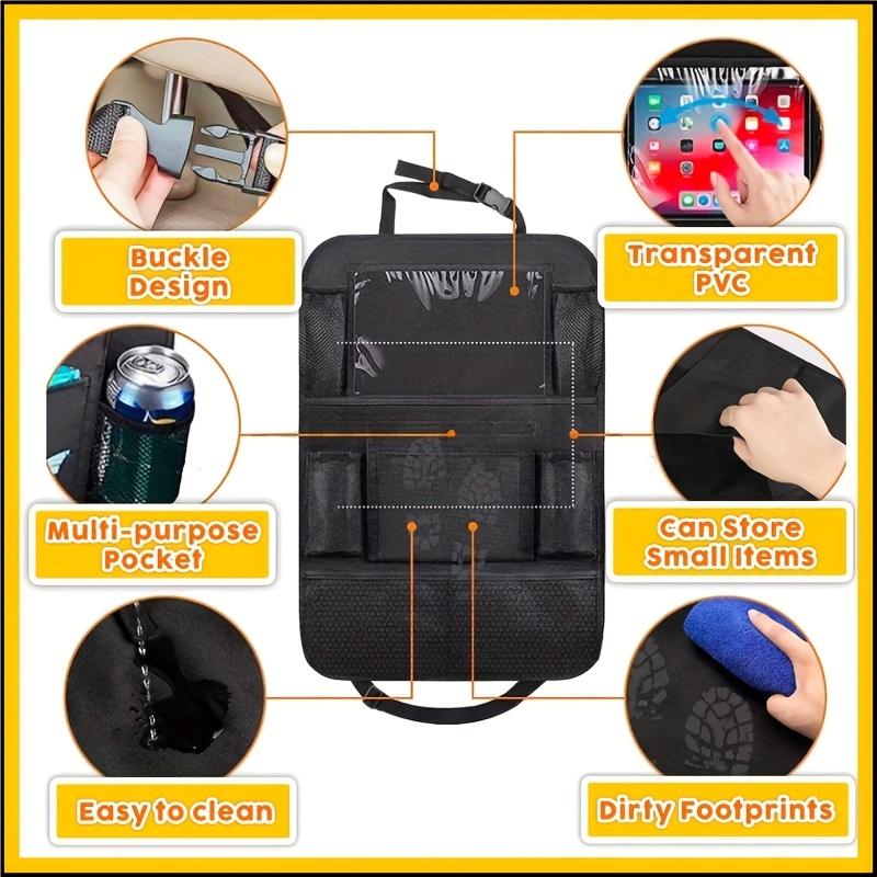 Car Seat Organizer Multifunctional Oxford Fabric Car Back Multi Pocket Storage Bag with Tablet Holder Protector for Kids
