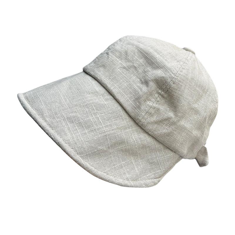 25 Cotton And Linen Small Fresh And Elegant Fisherman'S Hat Children Summer Breathable Ponytail Hole Sunscreen Cap Light And Thin