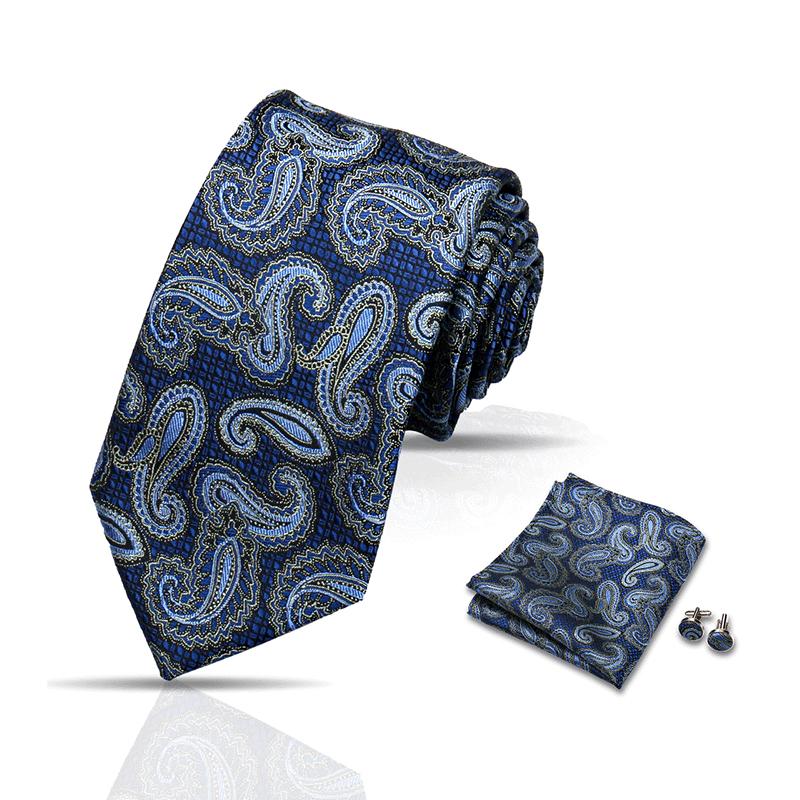 Mens Tie Paisley Jacquard Woven 8Cm Formal Business Wedding Necktie Pocket Square Set Suit Cravat High Quality Handmade Gravata