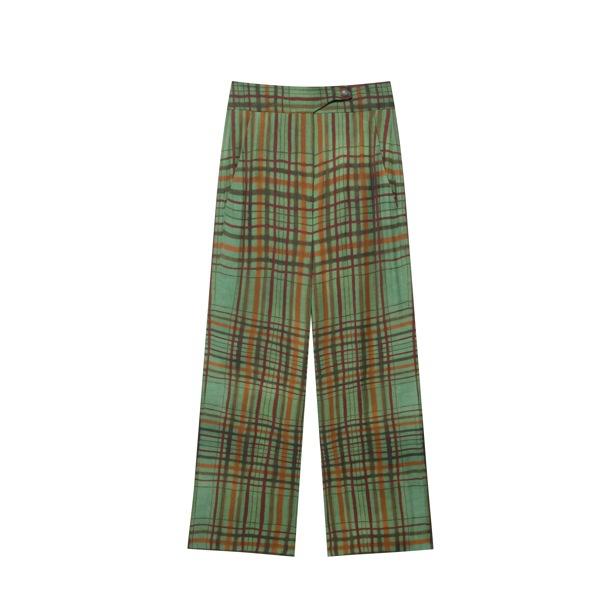 Cross-border foreign trade wholesale, European and American style plaid pendant suit jacket cover + nine-point flared pants set