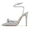 Fashion Eilyken Designer Butterfly-knot Crystal Buckle Strap Women Pumps Street Style Elegant Thin High Heels Stripper Prom Shoes