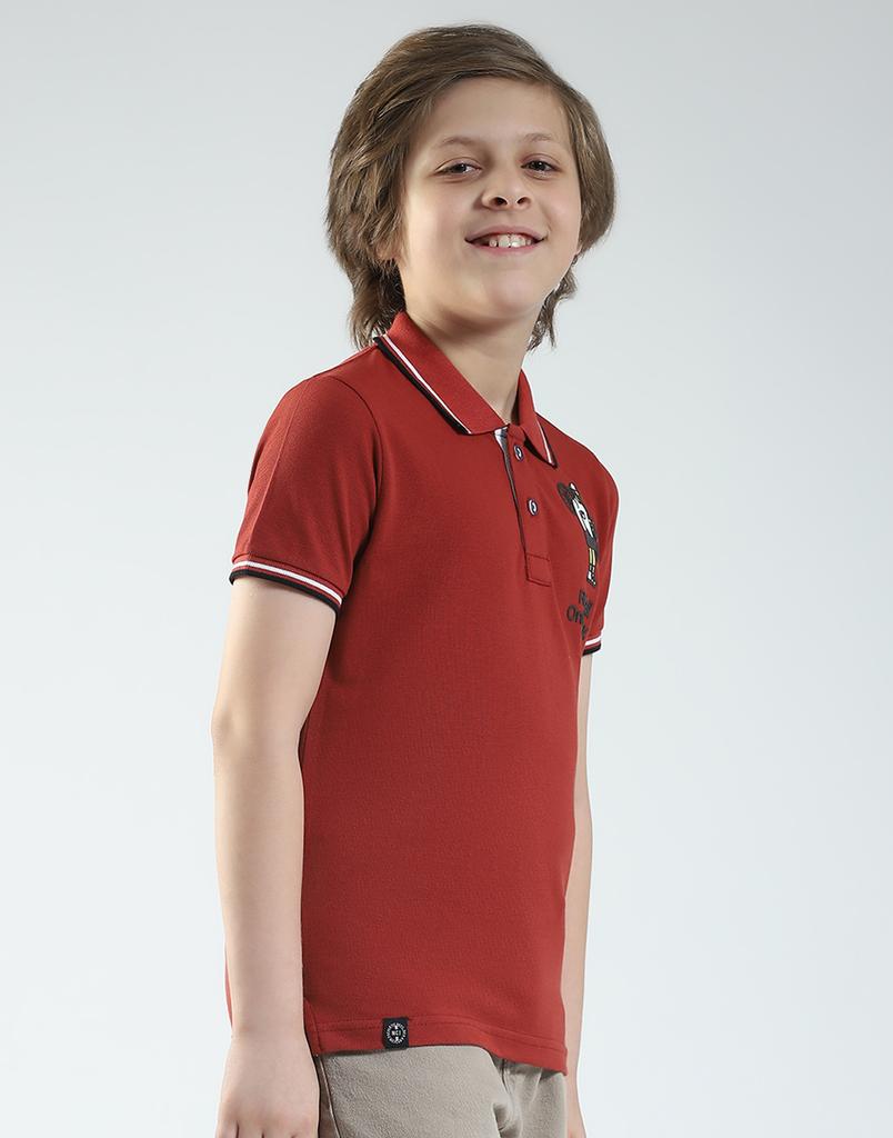 MONTE CARLO Boys's Regular Fit Printed Polo Half Sleeve T-Shirt