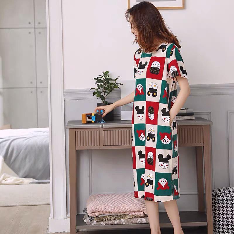 Women's Korean Style Cute Cartoon Maternity Pajamas - Short Sleeve Homewear for Summer