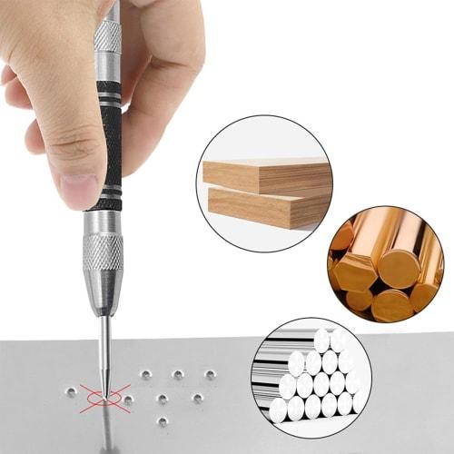 YINKE Automatic Center Punch Tool, Hand Tool with Spring Cap and Adjustable Impact, Suitable for Metal, Glass, and Wood, Marking, Drilling, and Markin