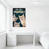 Vintage Crisscross Pattern Metal Sign 'Are You POOPING?' with Cats - Dark Teal Background Rusty Edges Humorous Bathroom Decor Ti
