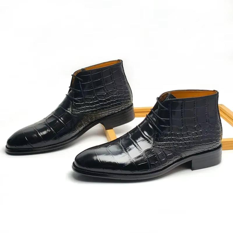 Fashion High Quality Party Boots for Men Winter Leather Shoes Cowhide Leather Boot Fashion Protective and Comfortable Casual Footwear