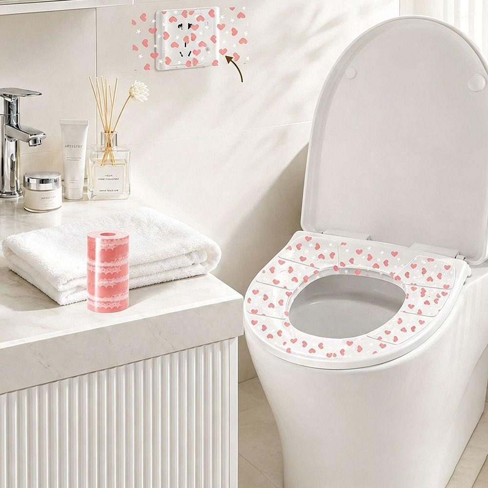 Portable Disposable Toilet Cover Heart Shaped Seat Protector Toilet Cover Sticker  Hotel Bathroom