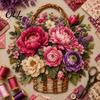 Handgefertigte Heimdeko-Projekte Blumenkorb Patchwork DIY-Set, Schichtblumen Bastel-Entspannungs-Bastelhobby für Frauen 3D Floral